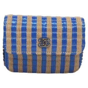 Chanel Raffia Chain Shoulder Bag Blue